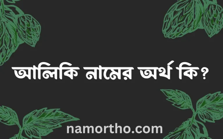আলিকি নামের অর্থ কি? (ব্যাখ্যা ও বিশ্লেষণ) জানুন