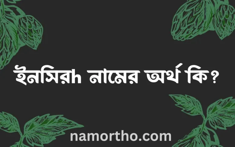 ইনসিরh নামের অর্থ কি? (ব্যাখ্যা ও বিশ্লেষণ) জানুন