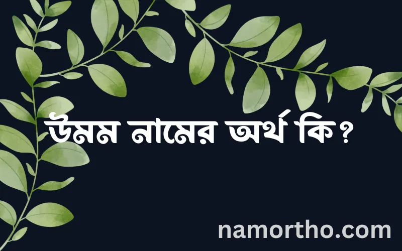 উমম নামের আর্থ কি?