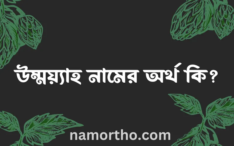 উম্ময়্যাহ নামের আর্থ কি?
