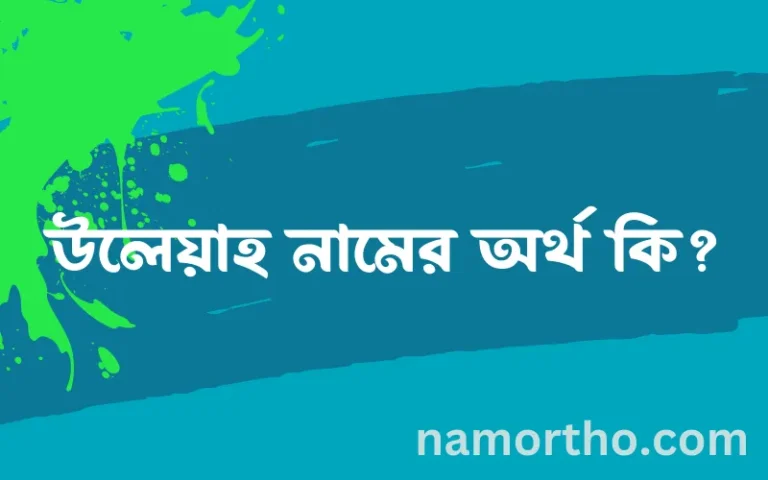 উলেয়াহ নামের অর্থ কি এবং ইসলাম কি বলে? (বিস্তারিত)