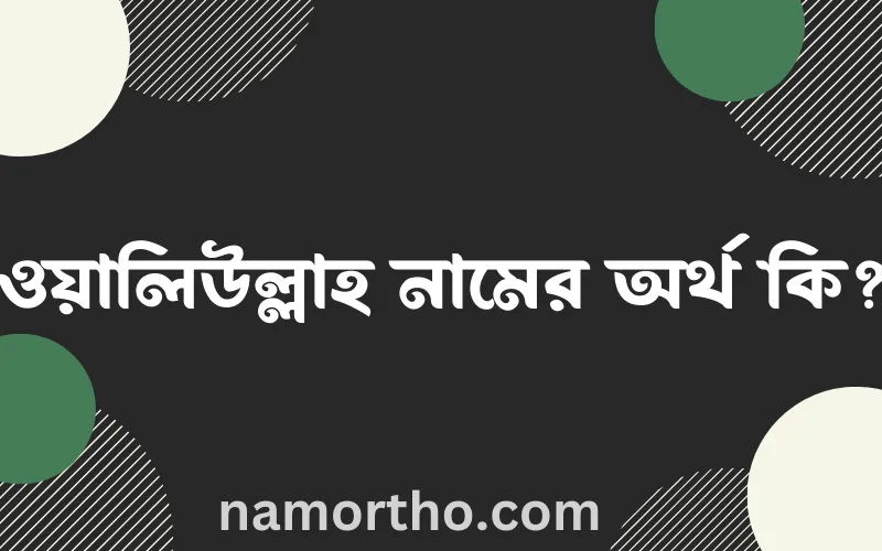 ওয়ালিউল্লাহ নামের আর্থ কি?