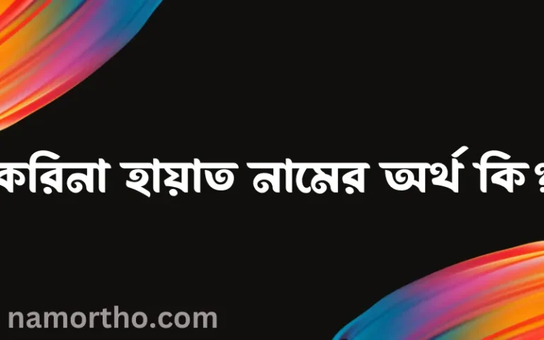 করিনা হায়াত নামের অর্থ কি? করিনা হায়াত নামের বাংলা, আরবি/ইসলামিক অর্থসমূহ