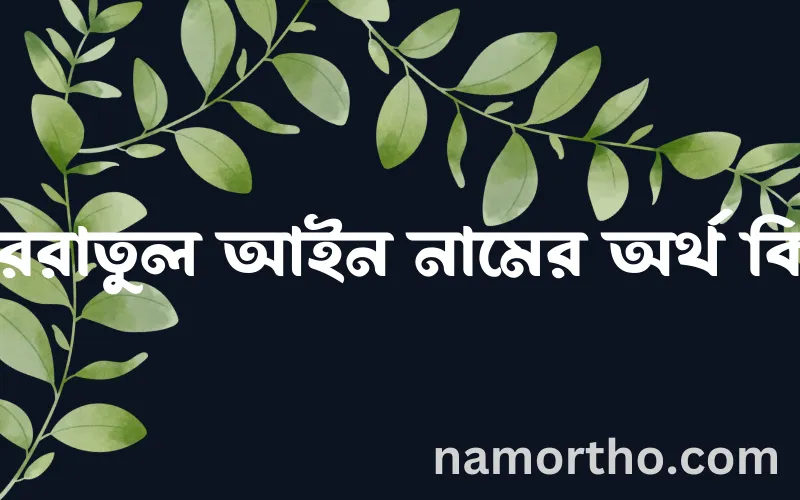 কুররাতুল আইন নামের আর্থ কি?