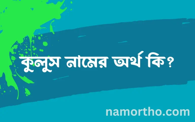 কুলুস নামের অর্থ কি, বাংলা ইসলামিক এবং আরবি অর্থ?
