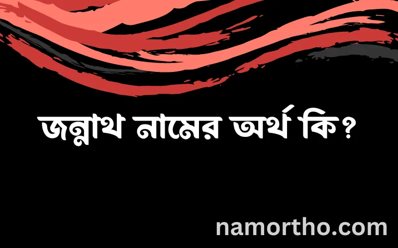 জন্নাথ নামের আর্থ কি?
