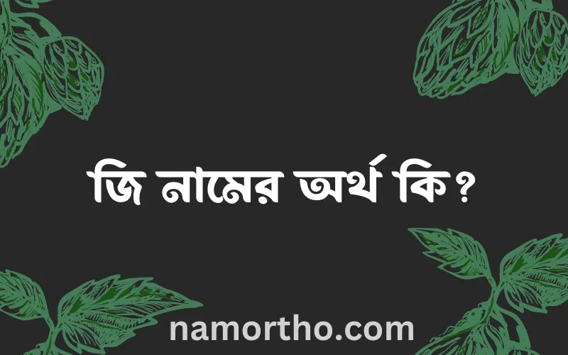 জি নামের আর্থ কি?