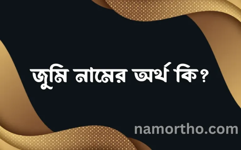জুমি নামের অর্থ কি? (ব্যাখ্যা ও বিশ্লেষণ) জানুন