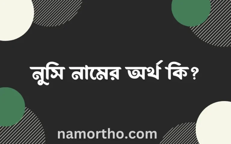 নুসি নামের অর্থ কি, বাংলা ইসলামিক এবং আরবি অর্থ?