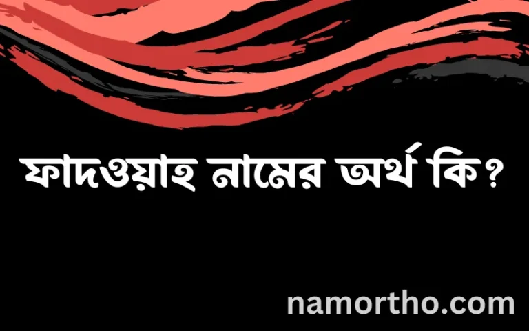 ফাদওয়াহ নামের অর্থ কি? ফাদওয়াহ নামের বাংলা, আরবি/ইসলামিক অর্থসমূহ