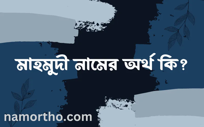 মাহমুদী নামের আর্থ কি?