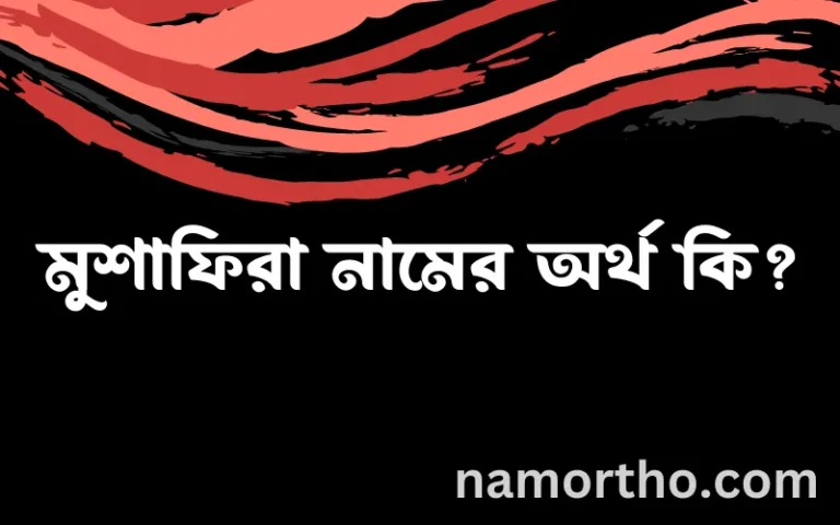মুশাফিরা নামের অর্থ কি? (ব্যাখ্যা ও বিশ্লেষণ) জানুন