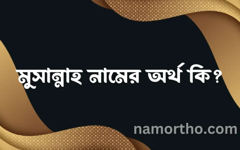 মুসান্নাহ নামের অর্থ কি? মুসান্নাহ নামের বাংলা, আরবি/ইসলামিক অর্থসমূহ