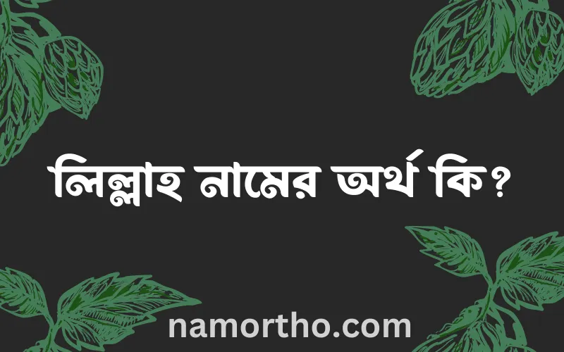 লিল্লাহ নামের আর্থ কি?