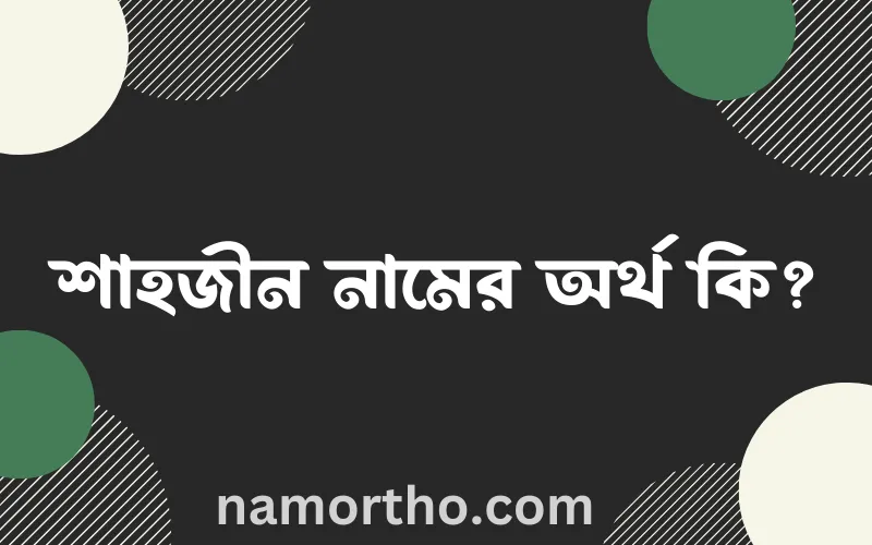 শাহজীন নামের আর্থ কি?