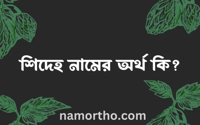 শিদেহ নামের বাংলা আরবি ইসলামিক অর্থ কি?
