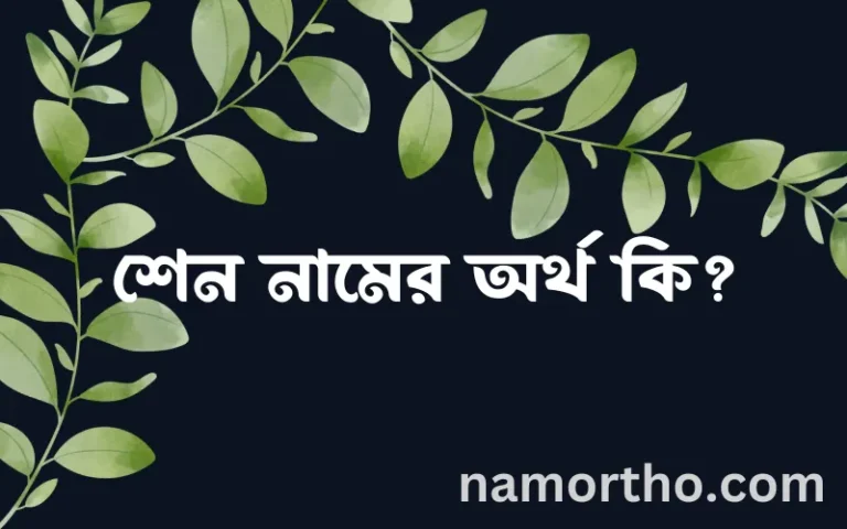 শেন নামের বাংলা আরবি ইসলামিক অর্থ কি?
