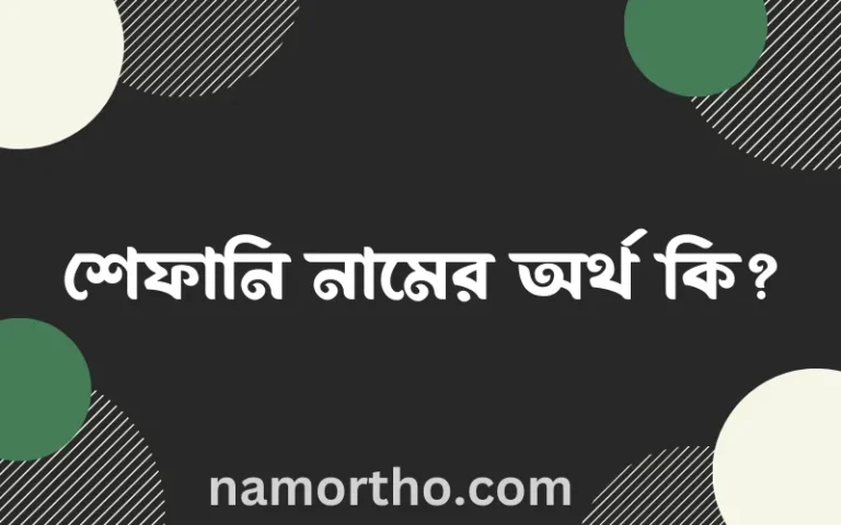শেফানি নামের অর্থ কি? শেফানি নামের বাংলা, আরবি/ইসলামিক অর্থসমূহ