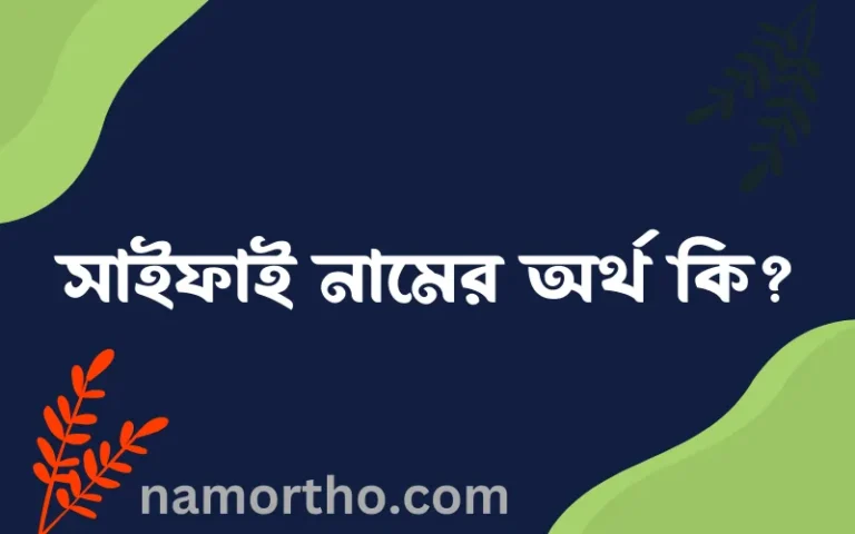 সাইফাই নামের অর্থ কি এবং ইসলাম কি বলে? (বিস্তারিত)