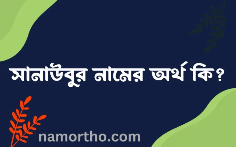 সানাউবুর নামের বাংলা আরবি ইসলামিক অর্থ কি?