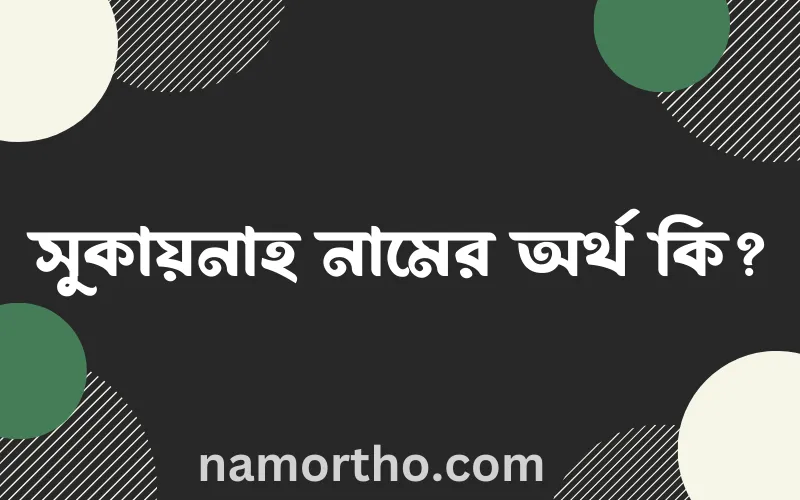 সুকায়নাহ নামের আর্থ কি?