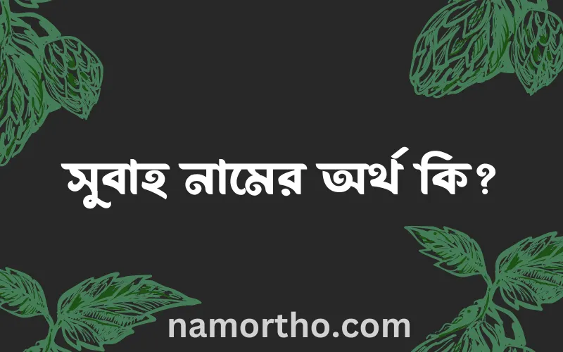 সুবাহ নামের আর্থ কি?