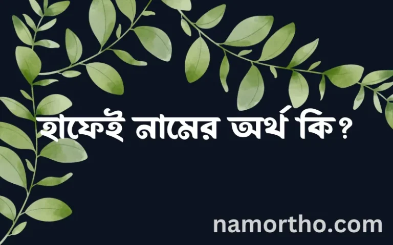 হাফেই নামের অর্থ কি? (ব্যাখ্যা ও বিশ্লেষণ) জানুন