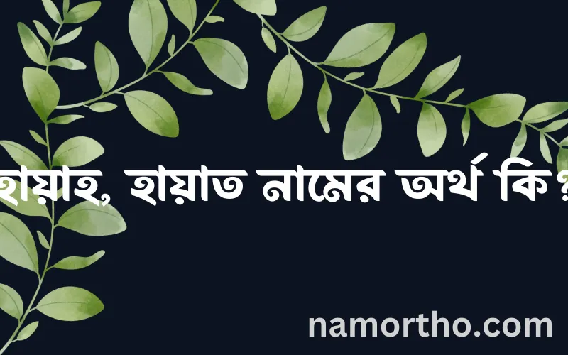 হায়াহ, হায়াত নামের আর্থ কি?